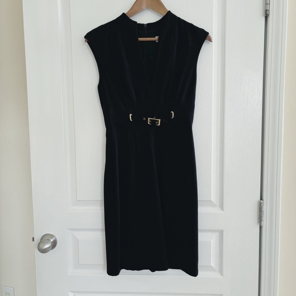 Trina Turk Dress Belted Ponte Knit Black - Picture 1 of 8